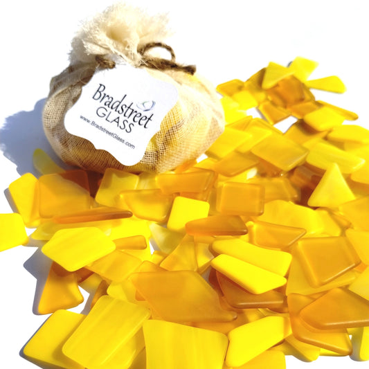 Bradstreet Glass Yellow Tumbled Stained Glass 1/2 pound "Sea Glass" in Shades of Yellow