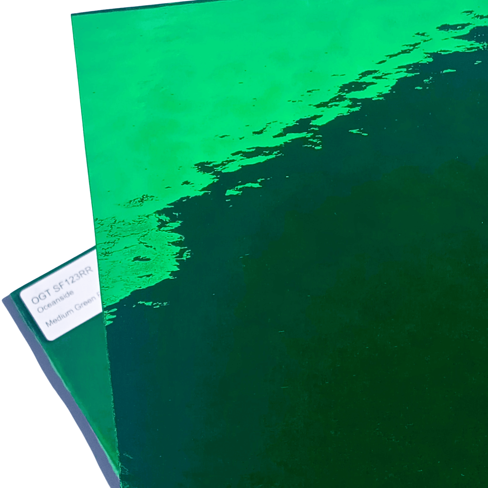 Bradstreet Glass Medium Green Rough Rolled Stained Glass Sheet COE 96 Oceanside SF123RR