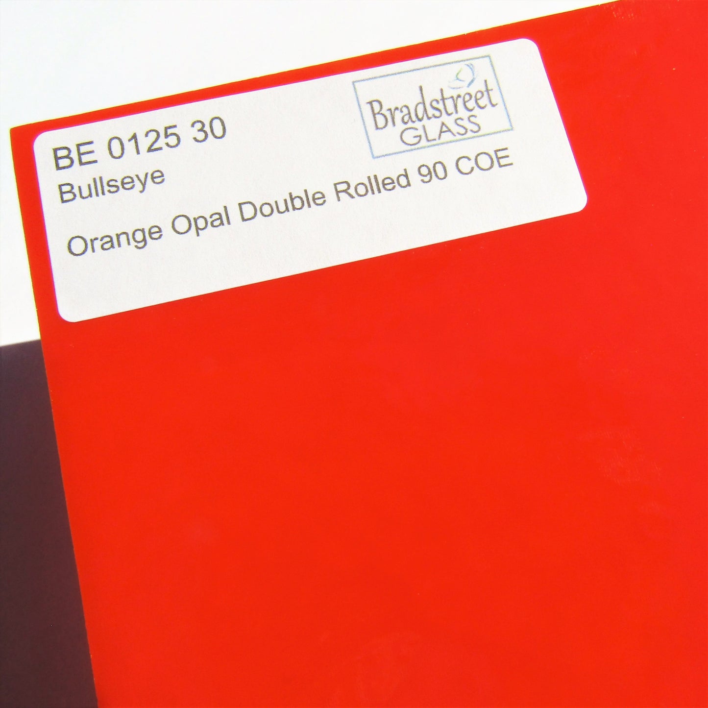Bradstreet Glass Orange Opal Stained Glass Sheet Opaque Double Roll 90 COE Bullseye 0125 30F