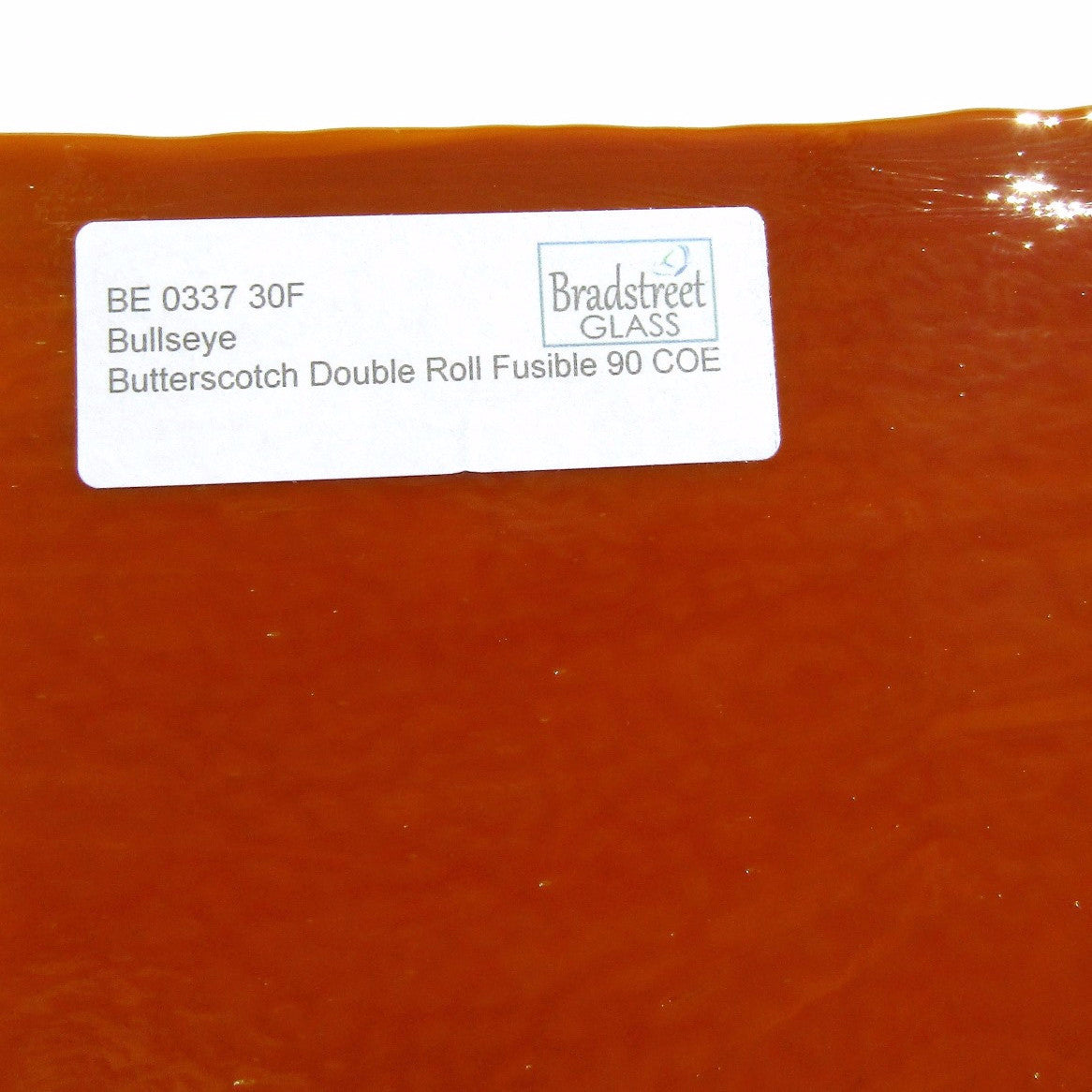 Bullseye Butterscotch stained glass sheet 90 COE double rolled fusible brown opaque
