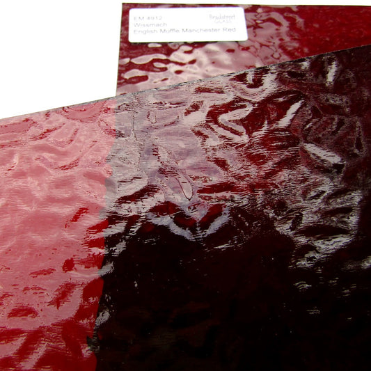 Wissmach English Muffle Manchester Red Cathedral Stained Glass Sheet EM 4912