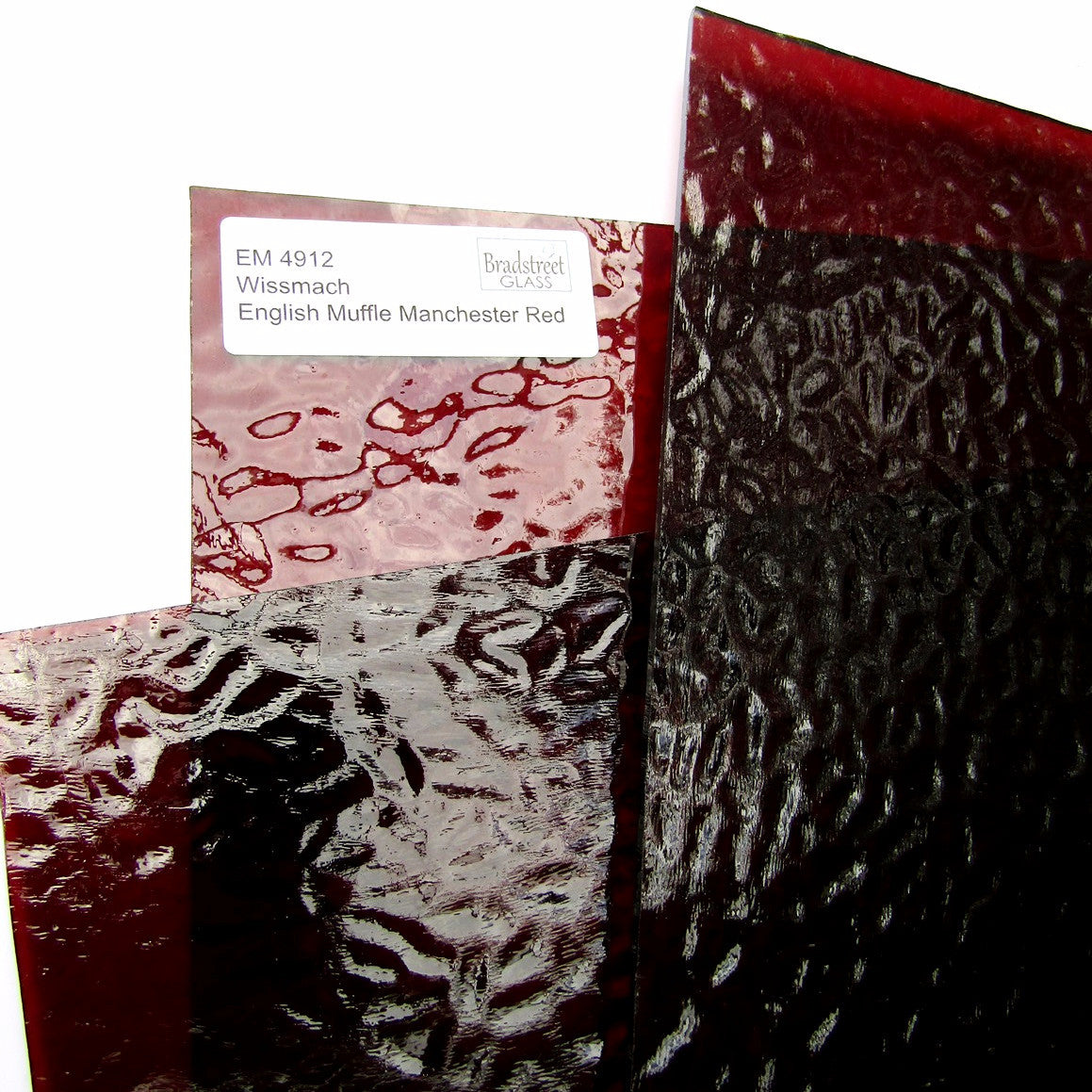 Wissmach English Muffle Manchester Red Cathedral Stained Glass Sheet EM 4912