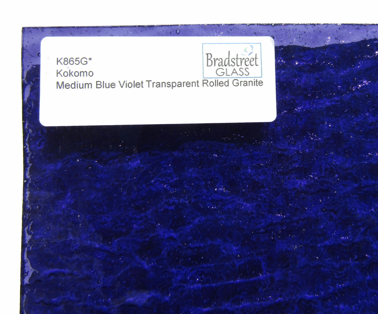 Kokomo 865G Medium Blue Violet Transparent Rolled Granite Stained Glass Sheet