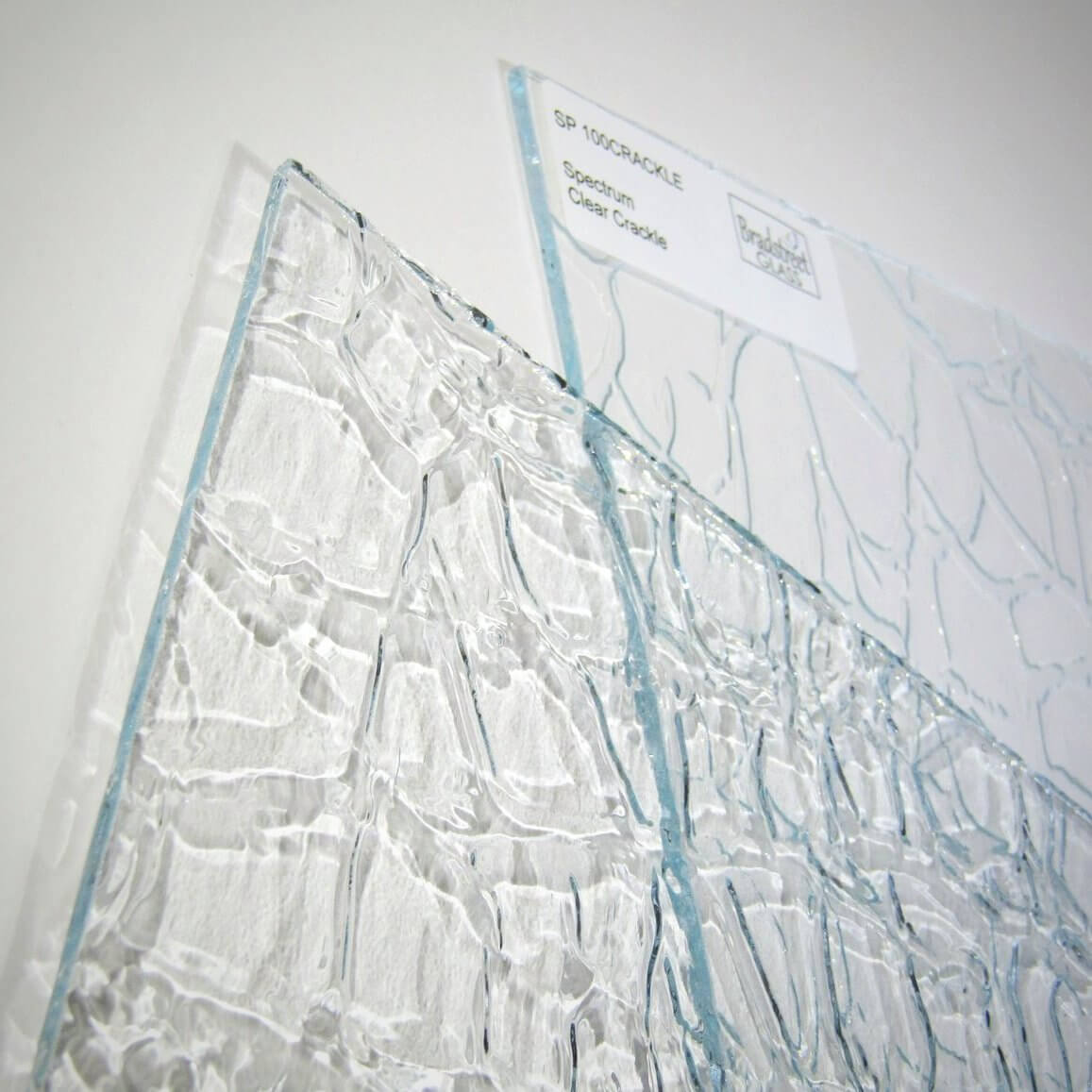 Bradstreet Glass Clear Crackle Textured Stained Glass Sheet Oceanside SF100CRAKL COE 96
