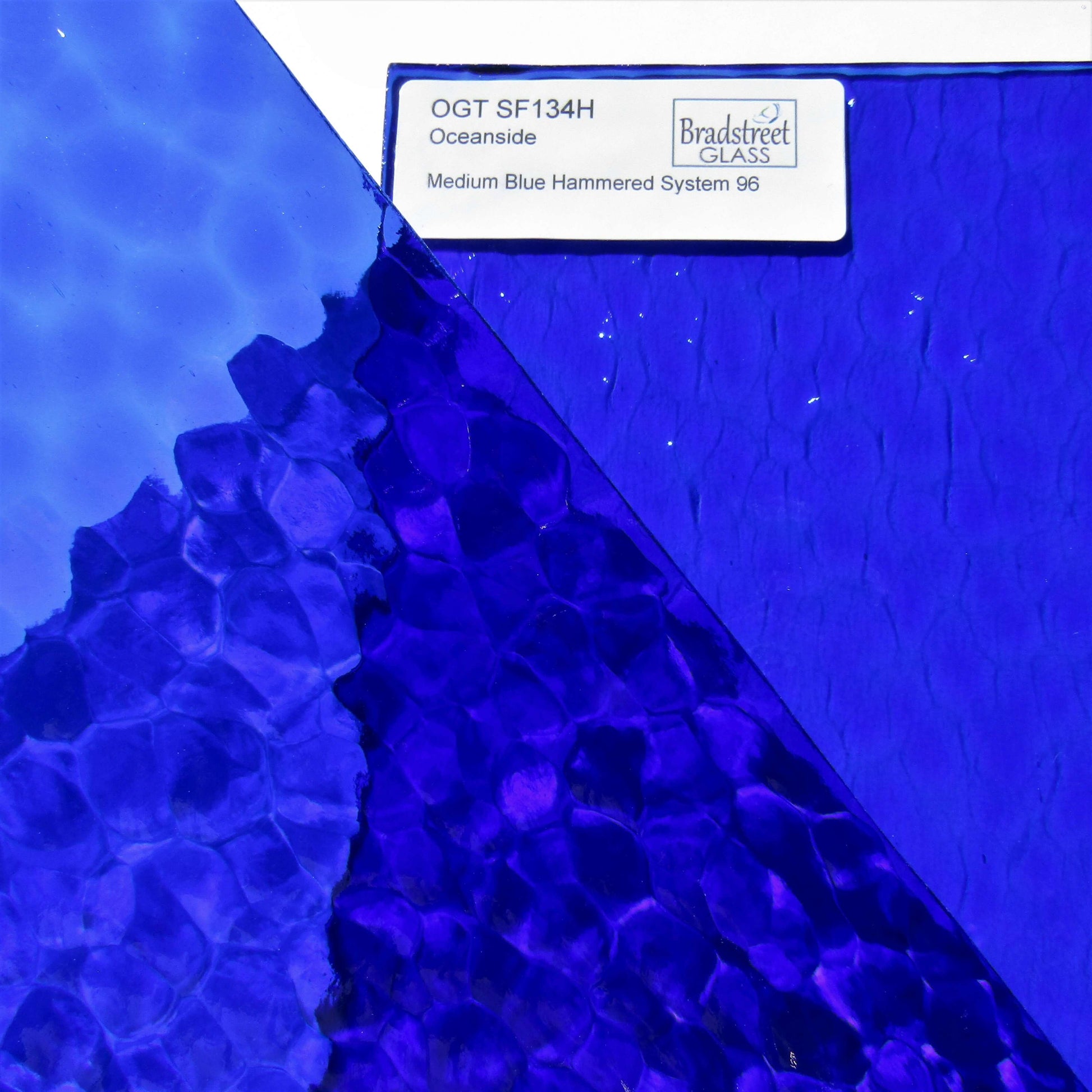 Bradstreet Glass Medium Blue Hammered Stained Glass Sheet 96 COE Oceanside SF134H