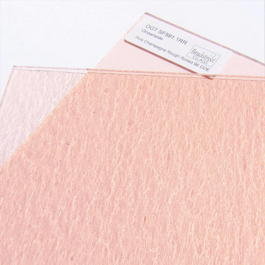 Pink Champagne Rough Rolled Stained Glass Sheet 96 COE Oceanside Fusible Spectrum SF591.1RR