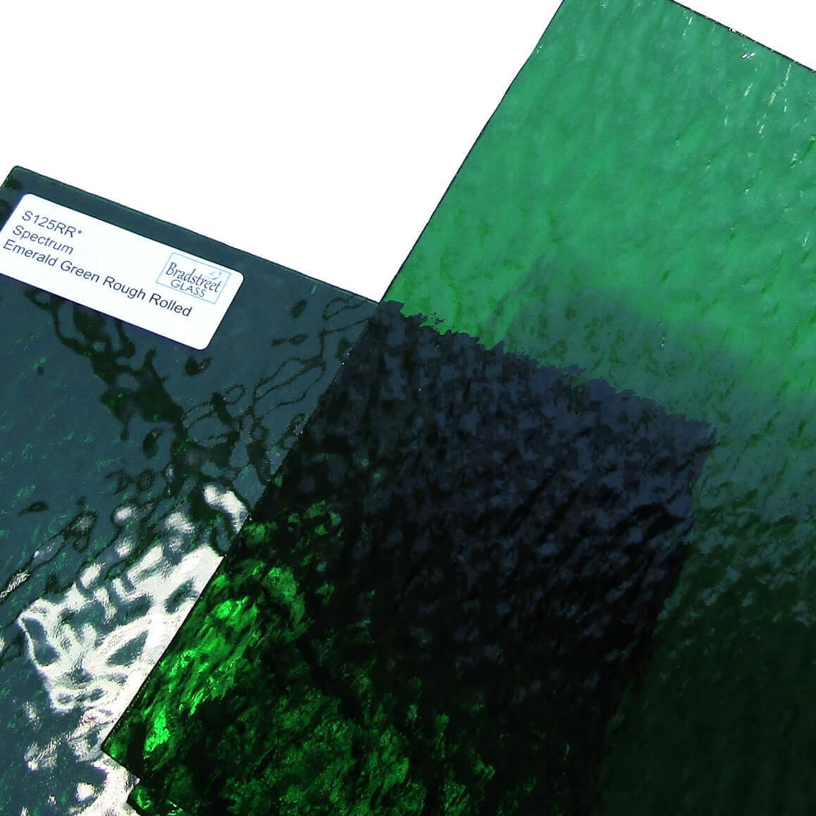 Bradstreet Glass Emerald Green Rough Rolled Stained Glass Sheet Fusible 96 COE Oceanside SF125RR