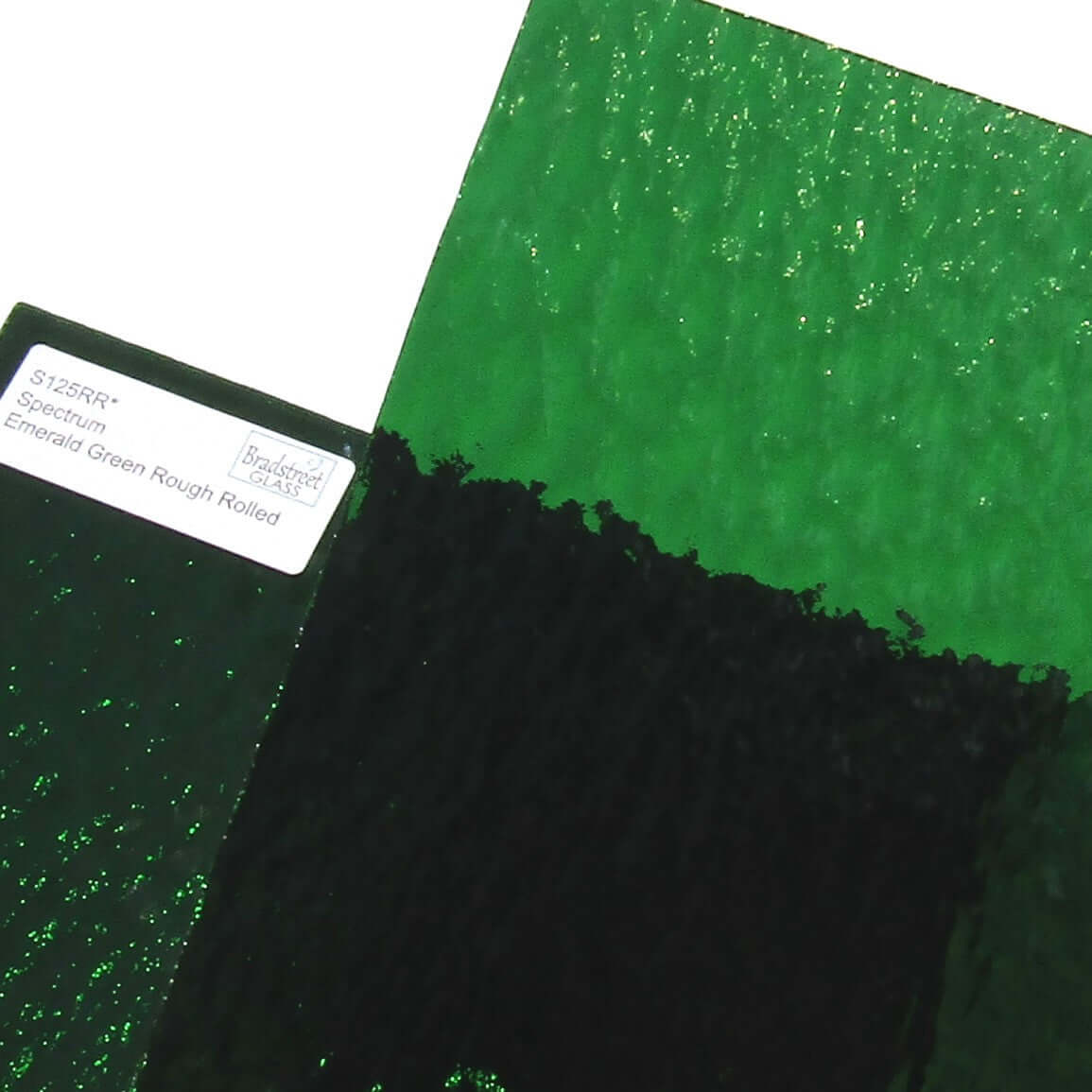 Bradstreet Glass Emerald Green Rough Rolled Stained Glass Sheet Fusible 96 COE Oceanside SF125RR