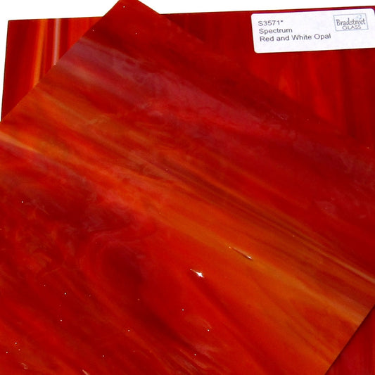 Spectrum Red and White Opal Stained Glass Sheet S3571