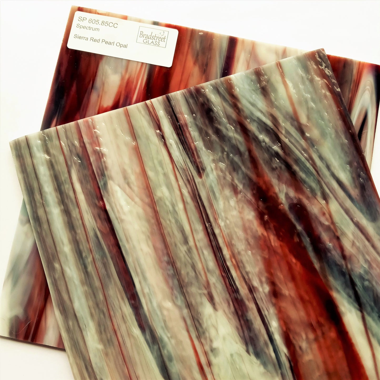 Bradstreet Glass Sierra Red Pearl Opal Stained Glass Sheet Fusible Oceanside SF605.85CC