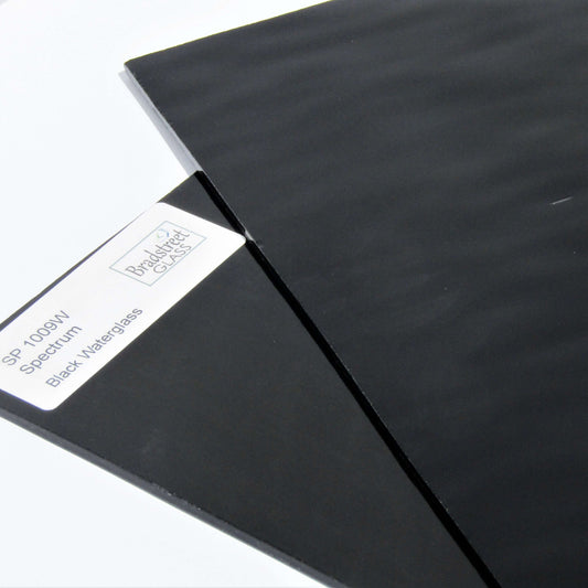 Black Waterglass Fusible Stained Glass Sheet 96 COE Oceanside SF1009W