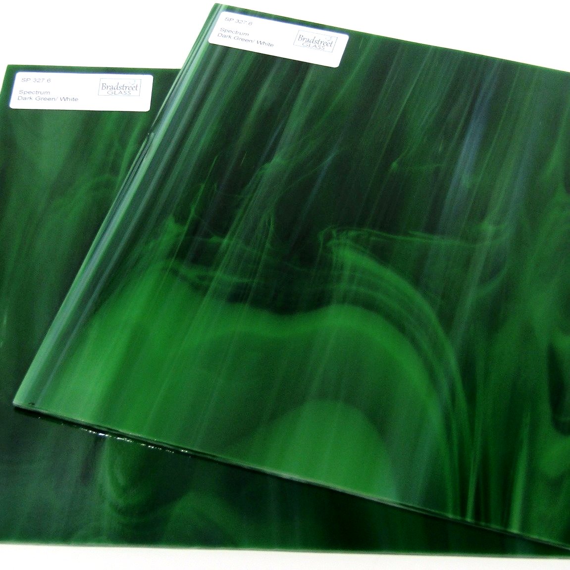 Dark Green White Wispy Stained Glass Sheet Oceanside SF327.6