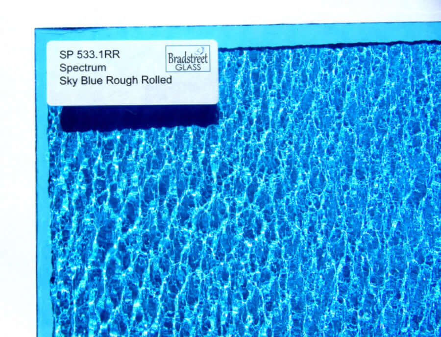 Spectrum Sky Blue Rough Rolled Translucent Cathedral Stained Glass Sheet S533.1RR