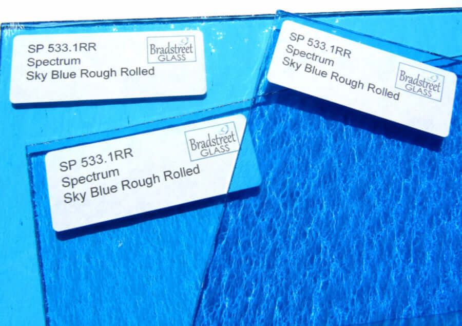 Spectrum Sky Blue Rough Rolled Translucent Cathedral Stained Glass Sheet S533.1RR