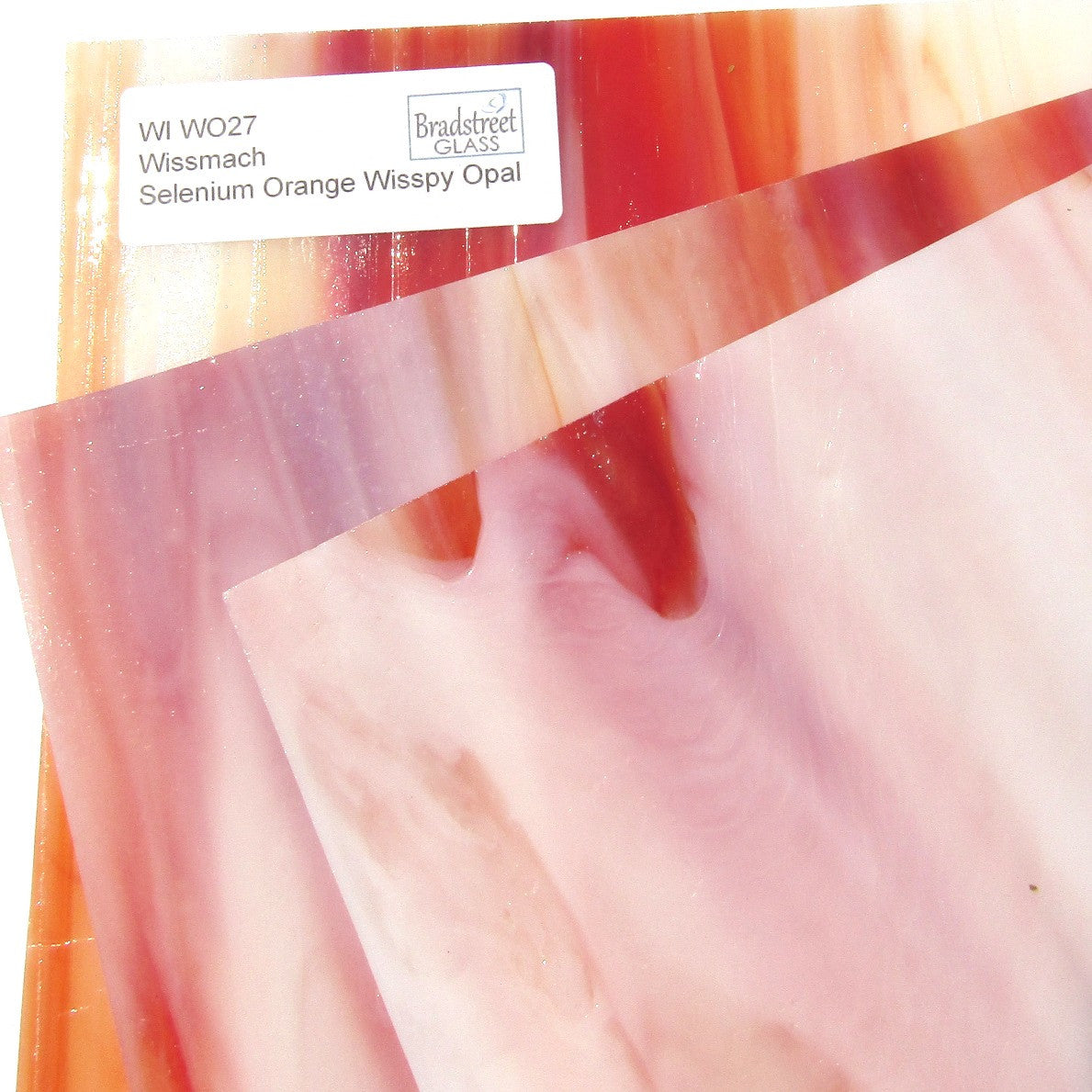 Selenium Orange Wispy Opal Stained Glass Sheet Wissmach WO27
