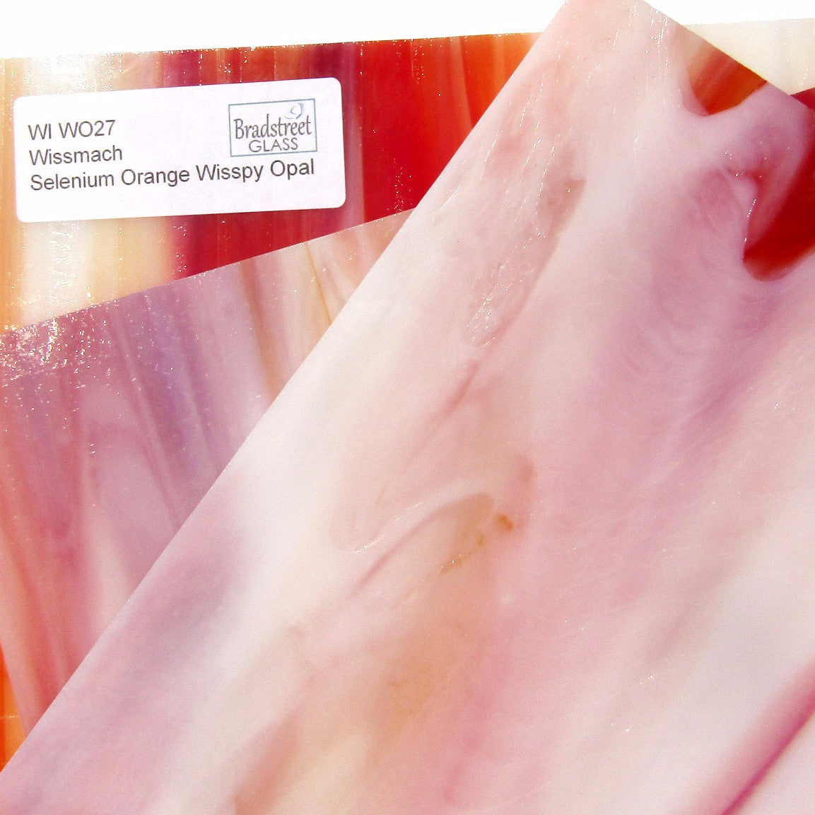 Selenium Orange Wispy Opal Stained Glass Sheet Wissmach WO27