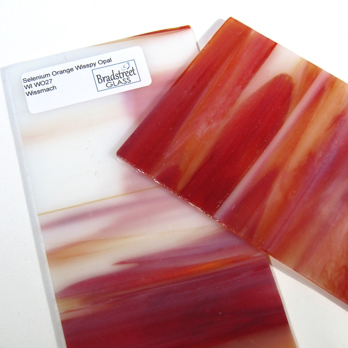 Selenium Orange Wispy Opal Stained Glass Sheet Wissmach WO27