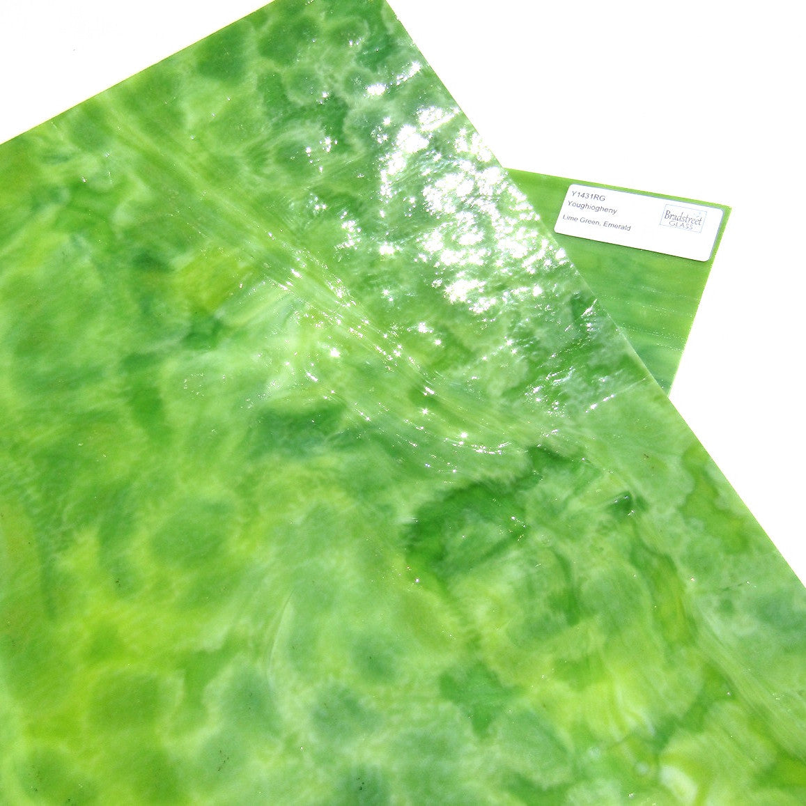 Lime Green Emerald Stained Glass Sheet Opaque Youghiogheny 1431RG