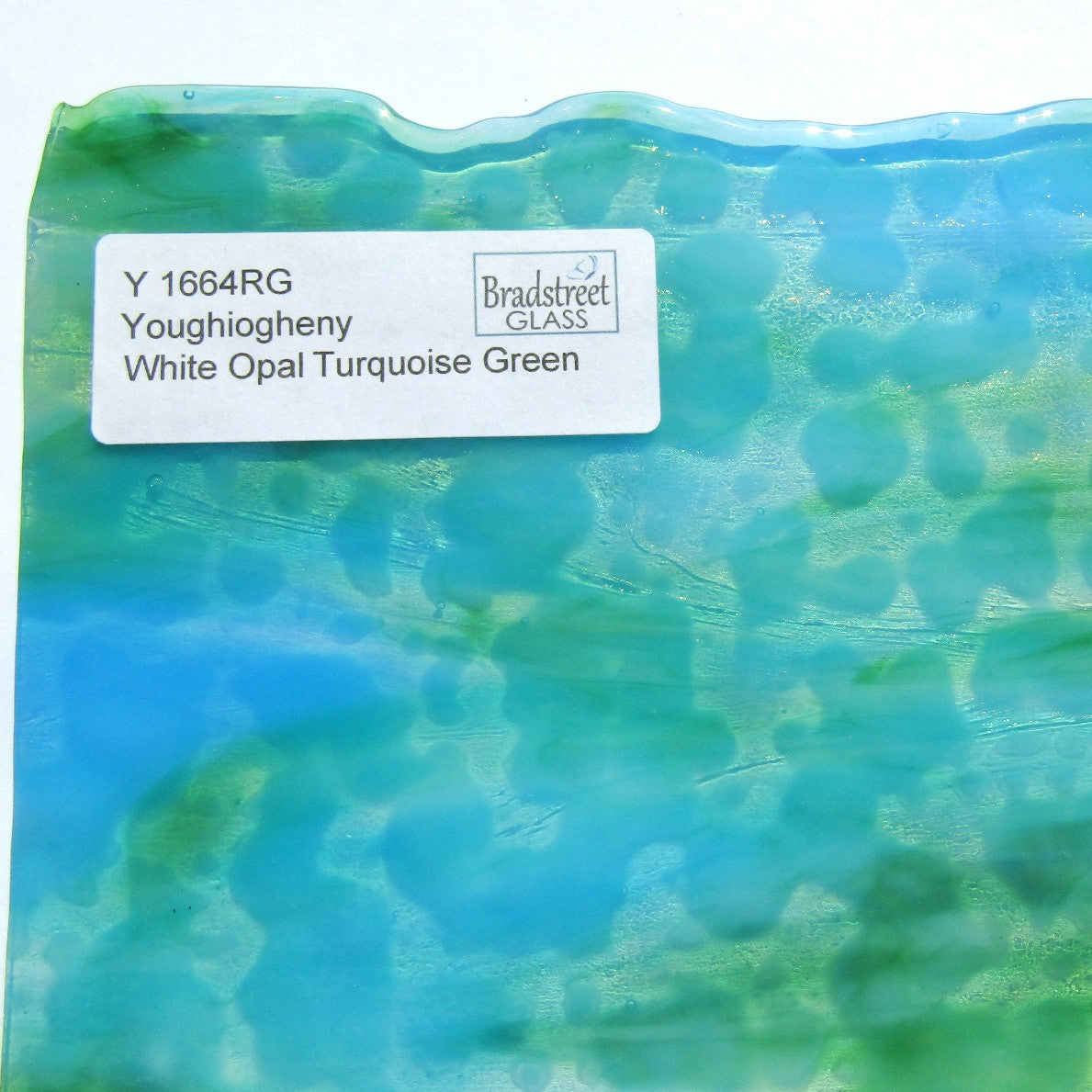 Youghiogheny Y1664RG Stained Glass Sheet White Opal Turquoise Green Reproduction Glass