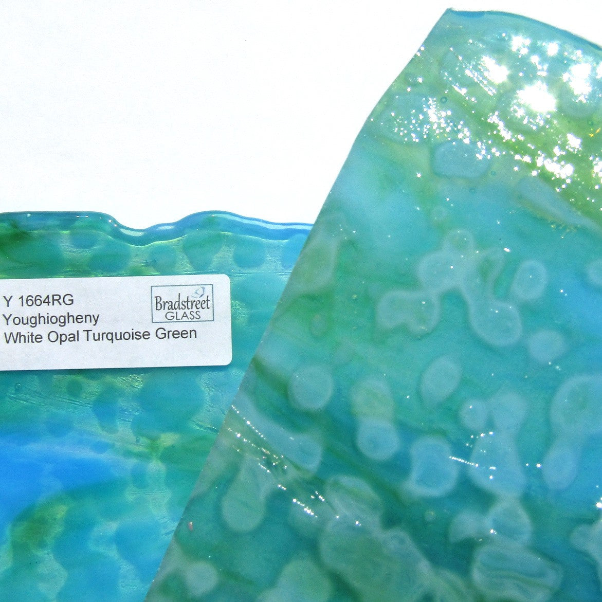 Youghiogheny Y1664RG Stained Glass Sheet White Opal Turquoise Green Reproduction Glass