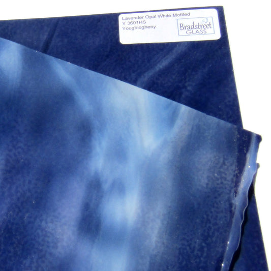 Youghiogheny Y3601HS Stained Glass Sheet Lavender Opal White Mottled