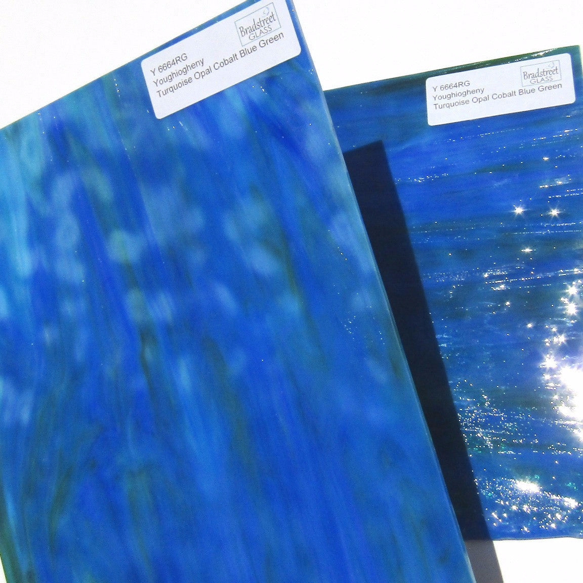 Turquoise Opal Cobalt Blue Green Stained Glass Sheet Youghiogheny 6664RG