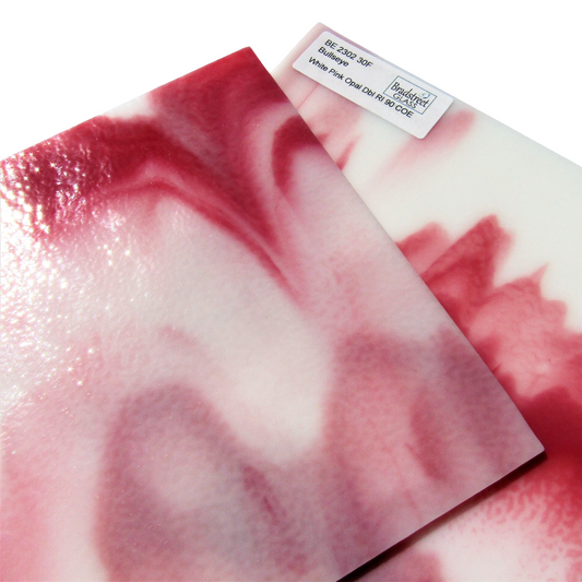 Bradstreet Glass White Opal Pink Opal Fusible Stained Glass Sheet 90 COE Bullseye 2302 30F