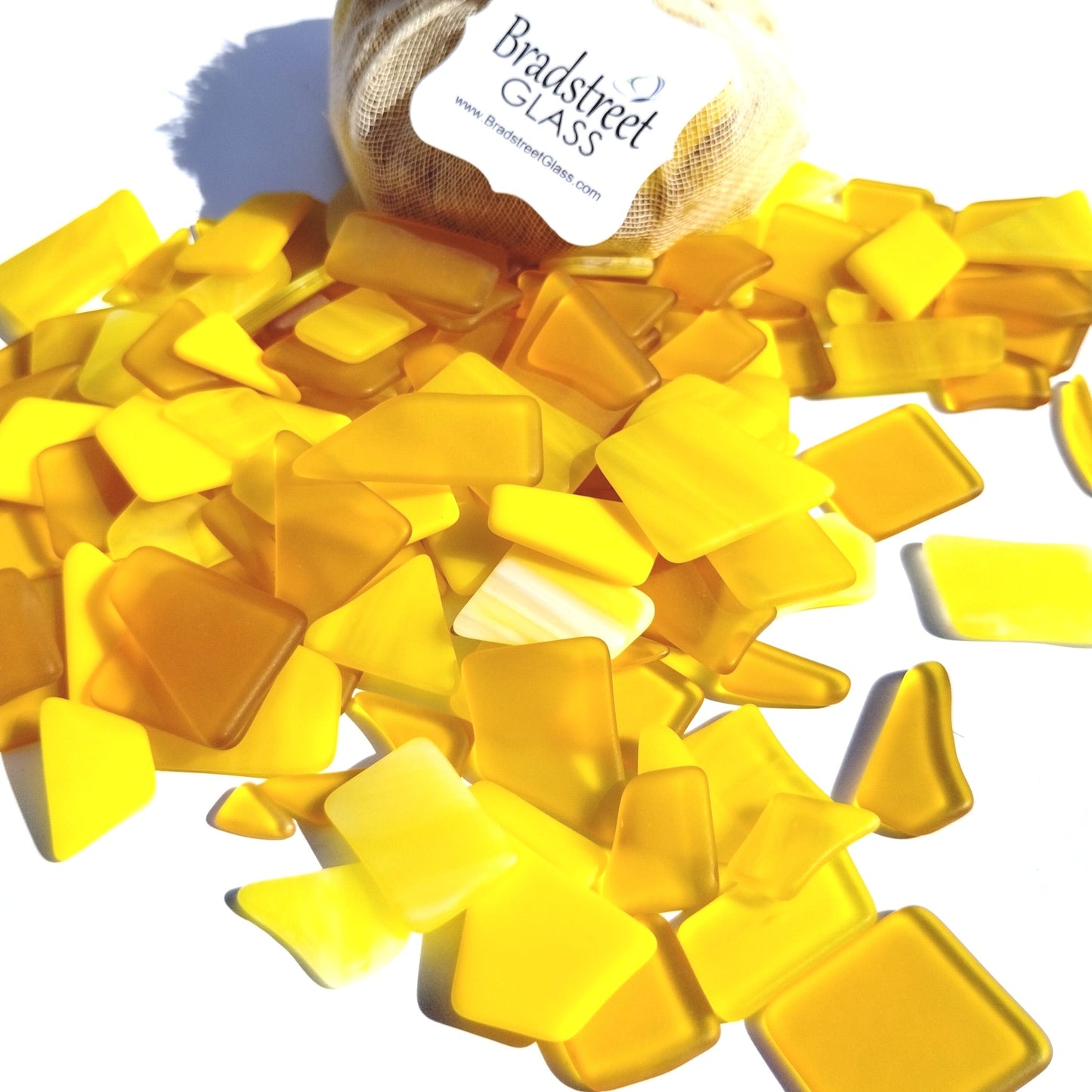 Bradstreet Glass Yellow Tumbled Stained Glass 1/2 pound "Sea Glass" in Shades of Yellow