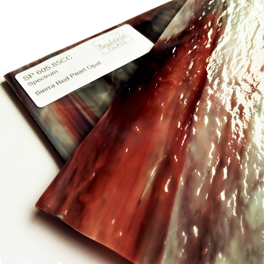 Bradstreet Glass Sierra Red Pearl Opal Stained Glass Sheet Fusible Oceanside SF605.85CC