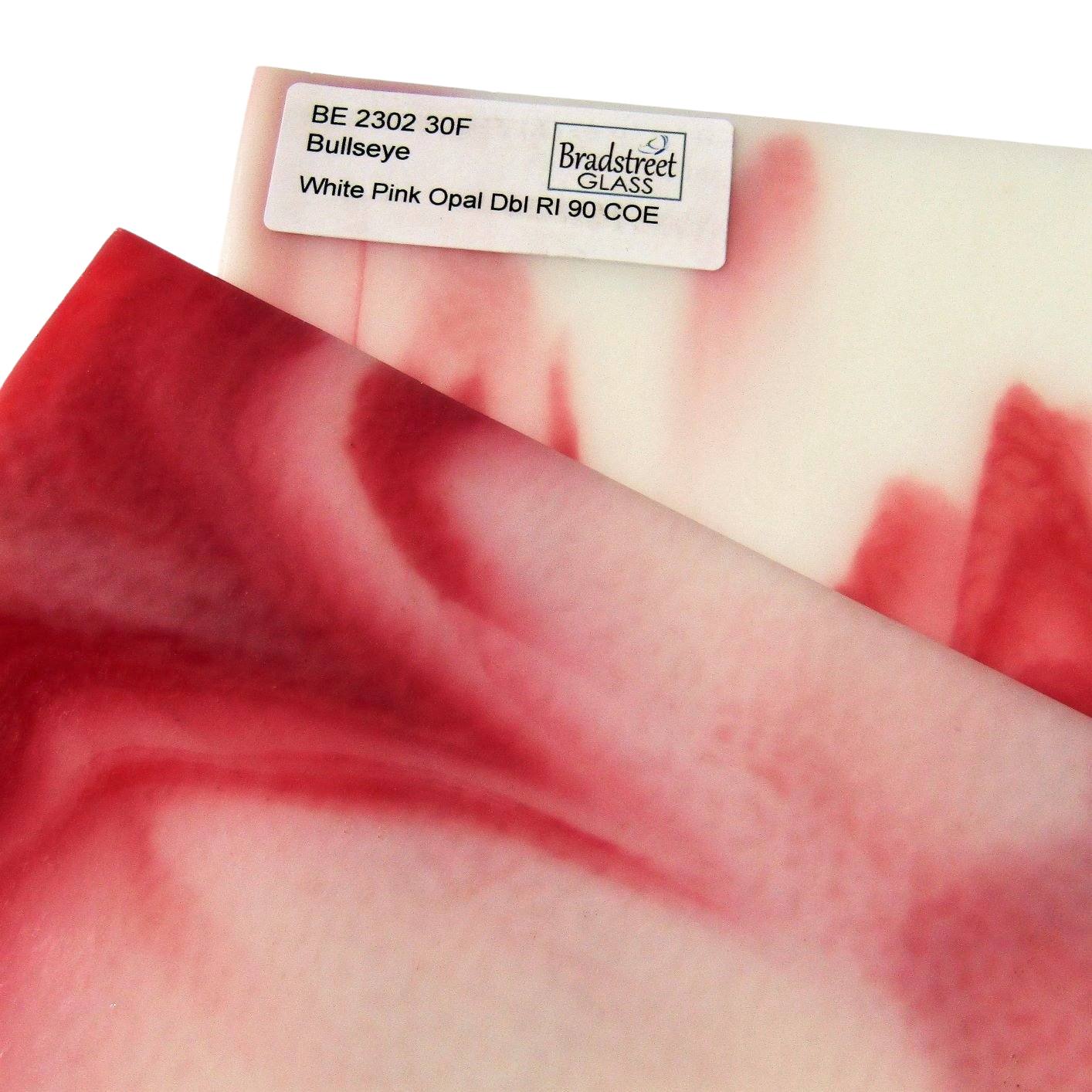 Bradstreet Glass White Opal Pink Opal Fusible Stained Glass Sheet 90 COE Bullseye 2302 30F