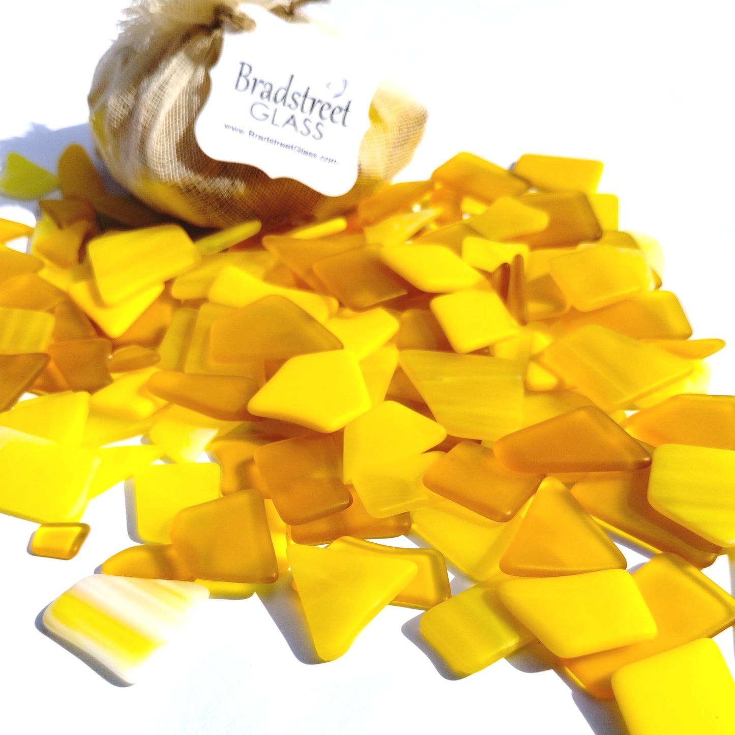 Bradstreet Glass Yellow Tumbled Stained Glass 1/2 pound "Sea Glass" in Shades of Yellow