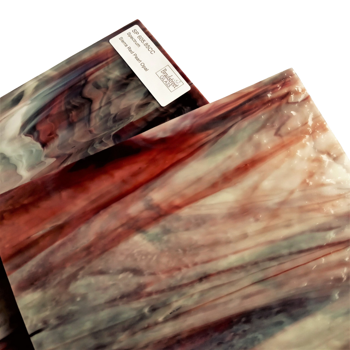 Bradstreet Glass Sierra Red Pearl Opal Stained Glass Sheet Fusible Oceanside SF605.85CC