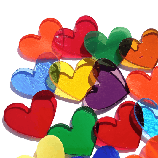 Precut Stained Glass 2" Hearts, Assorted Colors, Package of 20