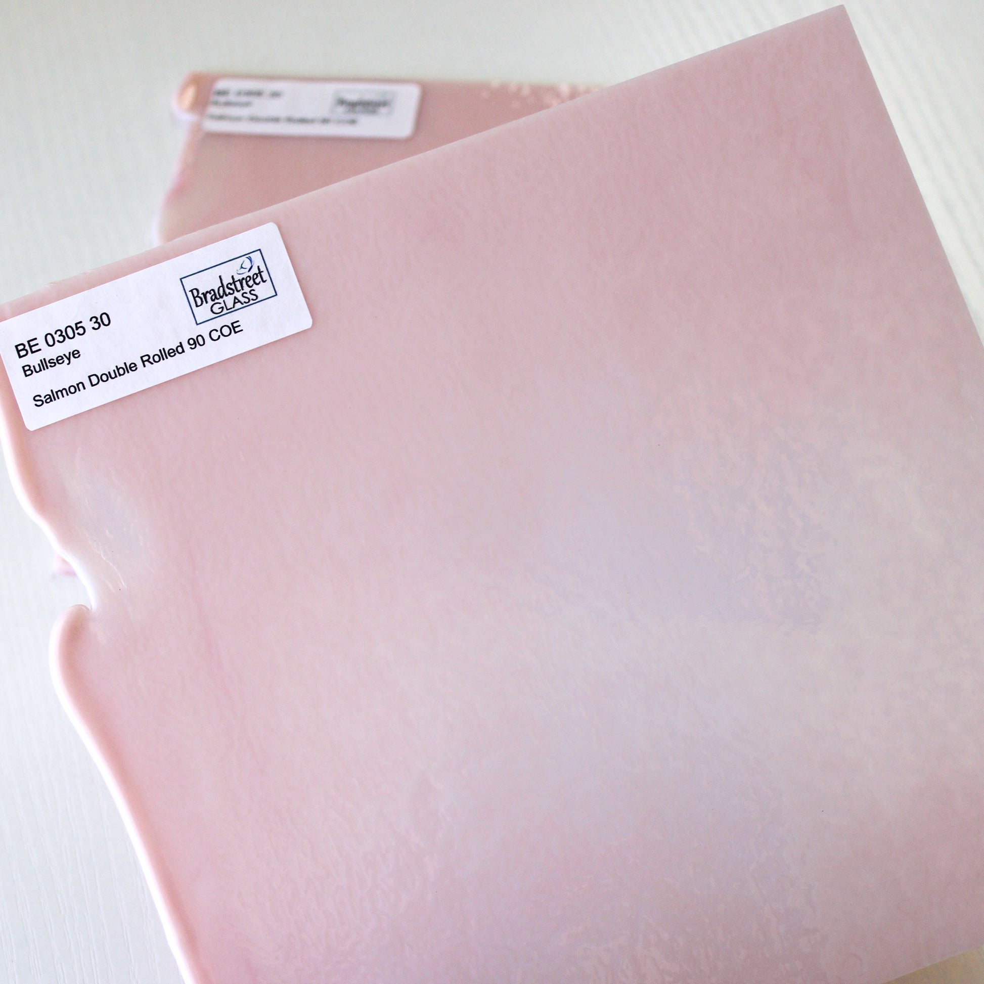 Bullseye 0305 30F Salmon Pink Opal Stained Glass Sheet 90 COE Fusible Opaque Glass for Stained Glass, Mosaics and Fusing, Bradstreet Glass
