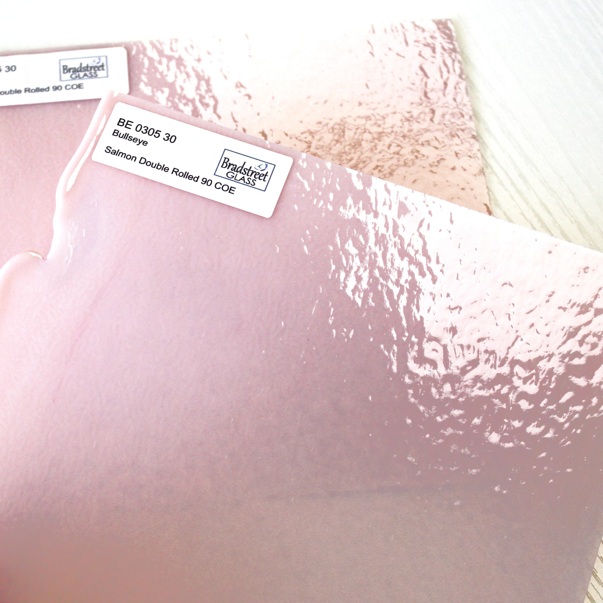 Bullseye 0305 30F Salmon Pink Opal Stained Glass Sheet 90 COE Fusible Opaque Glass for Stained Glass, Mosaics and Fusing, Bradstreet Glass