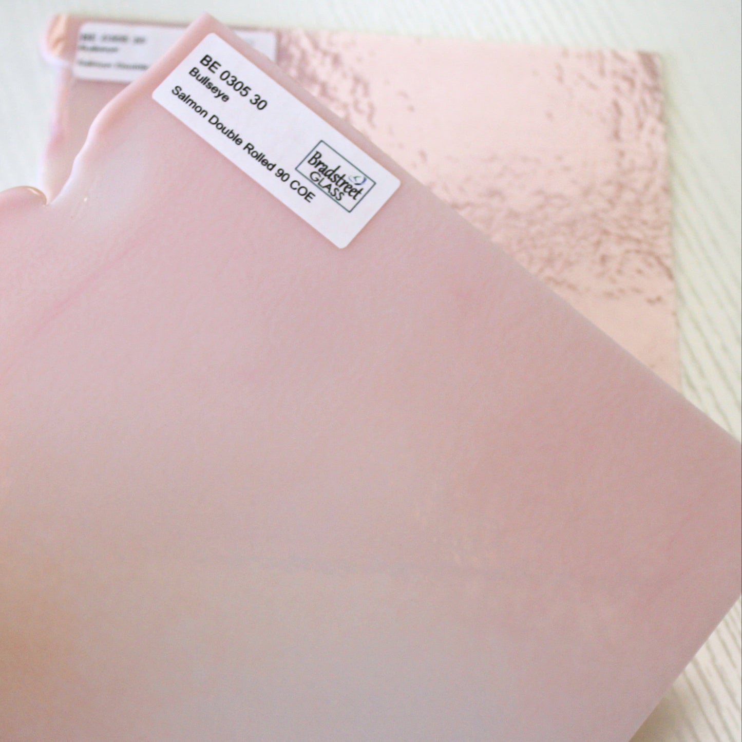 Bullseye 0305 30F Salmon Pink Opal Stained Glass Sheet 90 COE Fusible Opaque Glass for Stained Glass, Mosaics and Fusing, Bradstreet Glass