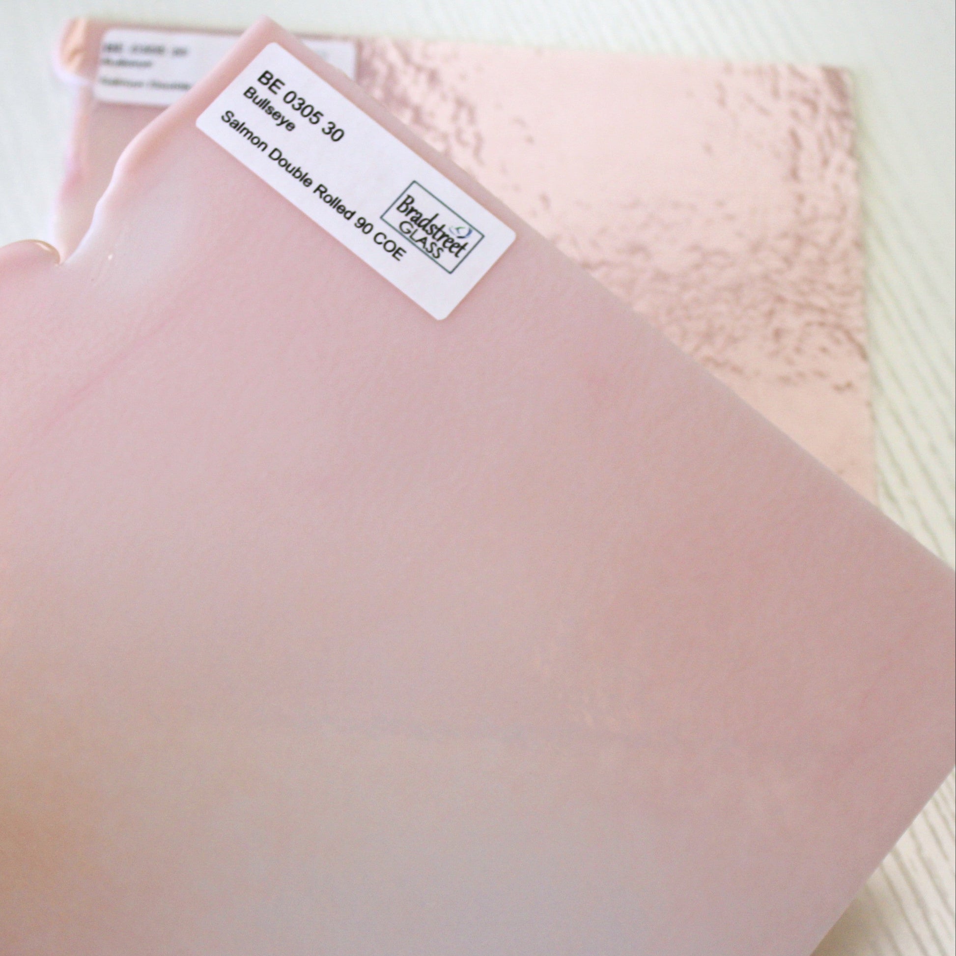 Bullseye 0305 30F Salmon Pink Opal Stained Glass Sheet 90 COE Fusible Opaque Glass for Stained Glass, Mosaics and Fusing, Bradstreet Glass