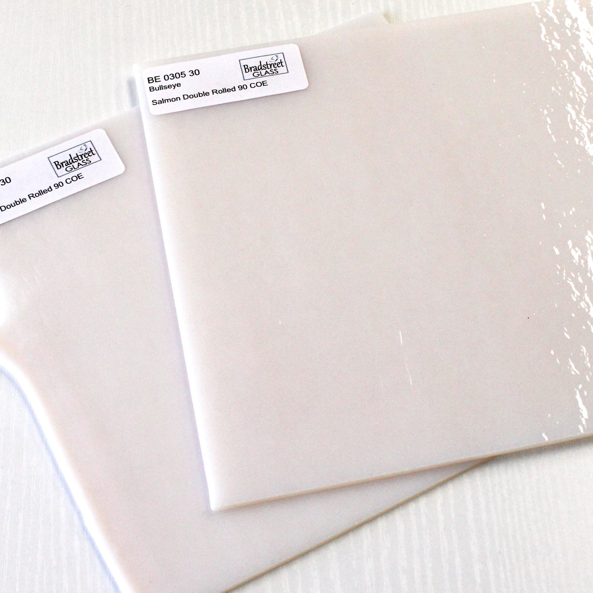 Bullseye 0305 30F Salmon Pink Opal Stained Glass Sheet 90 COE Fusible Opaque Glass for Stained Glass, Mosaics and Fusing, Bradstreet Glass