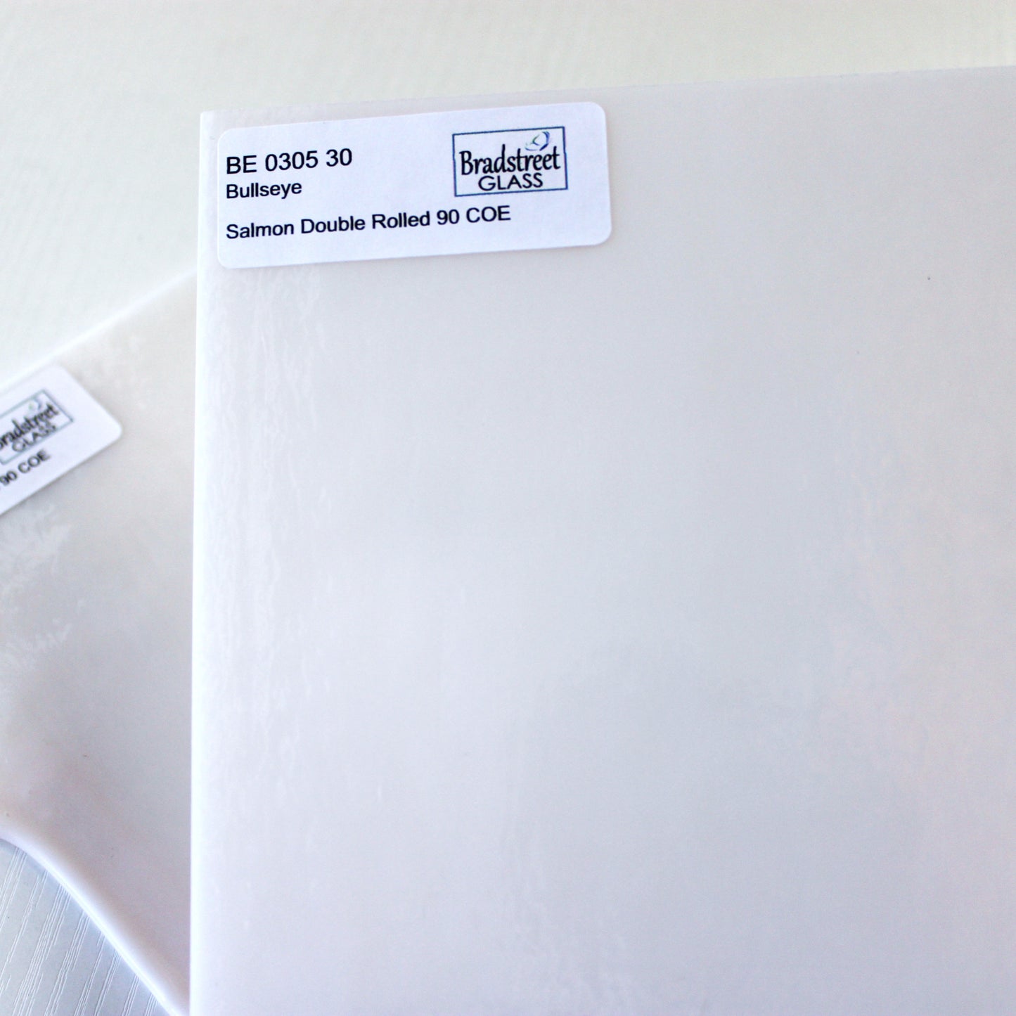 Bullseye 0305 30F Salmon Pink Opal Stained Glass Sheet 90 COE Fusible Opaque Glass for Stained Glass, Mosaics and Fusing, Bradstreet Glass