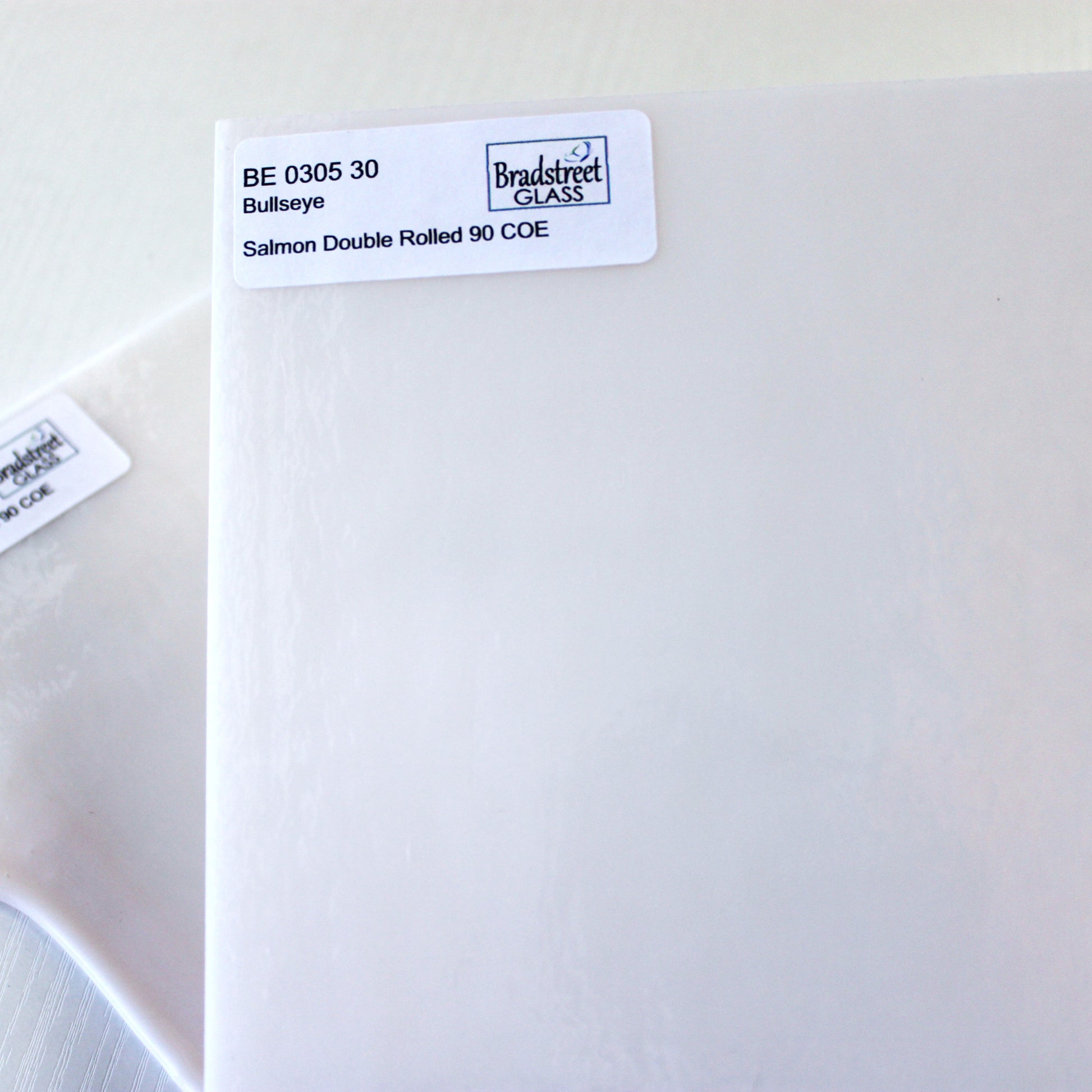 Bullseye 0305 30F Salmon Pink Opal Stained Glass Sheet 90 COE Fusible Opaque Glass for Stained Glass, Mosaics and Fusing, Bradstreet Glass
