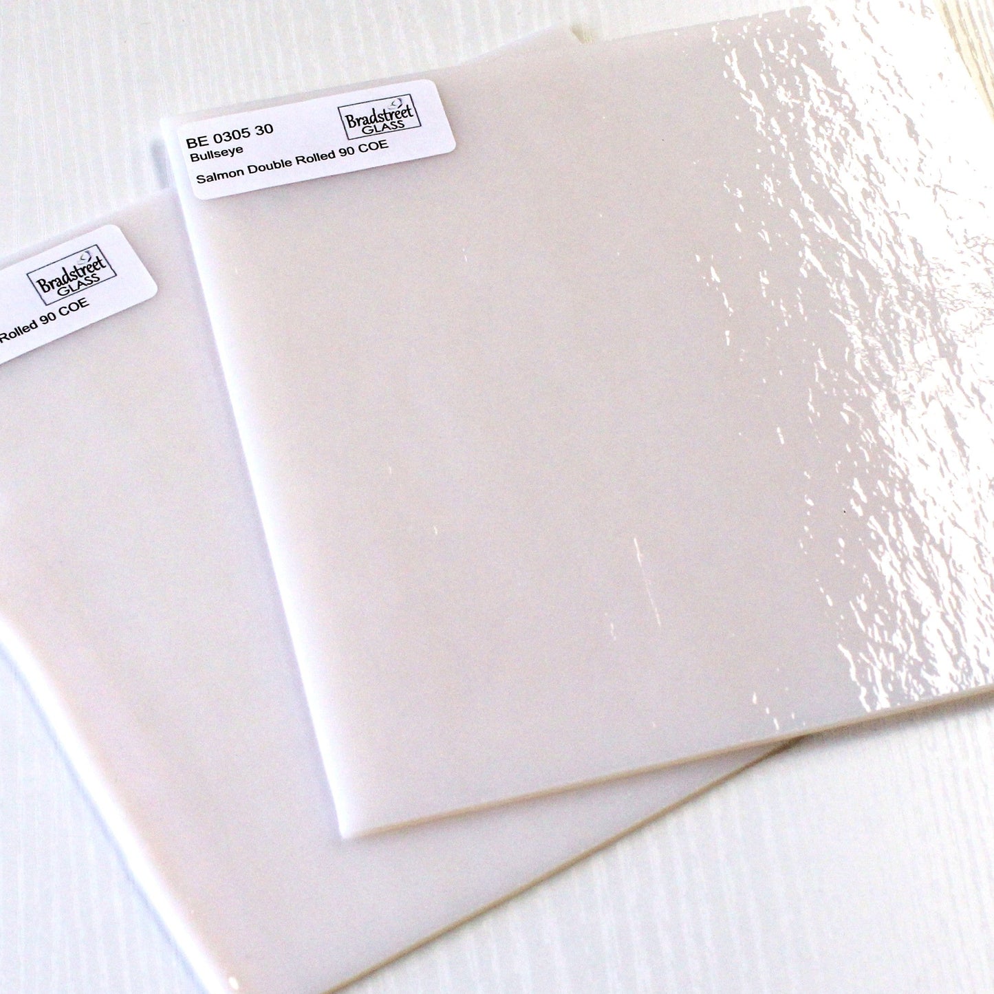 Bullseye 0305 30F Salmon Pink Opal Stained Glass Sheet 90 COE Fusible Opaque Glass for Stained Glass, Mosaics and Fusing, Bradstreet Glass