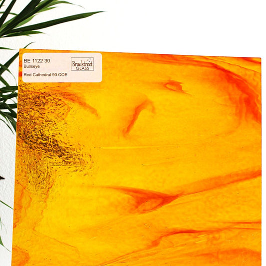 BE1122 Red Cathedral stained glass sheet.  90 COE fusible art glass at Bradstreet Glass.
