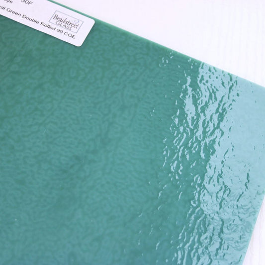 BE 0117 Bullseye Glass, Opaque Mineral Green Double Rolled Stained Glass Sheet at Bradstreet Glass