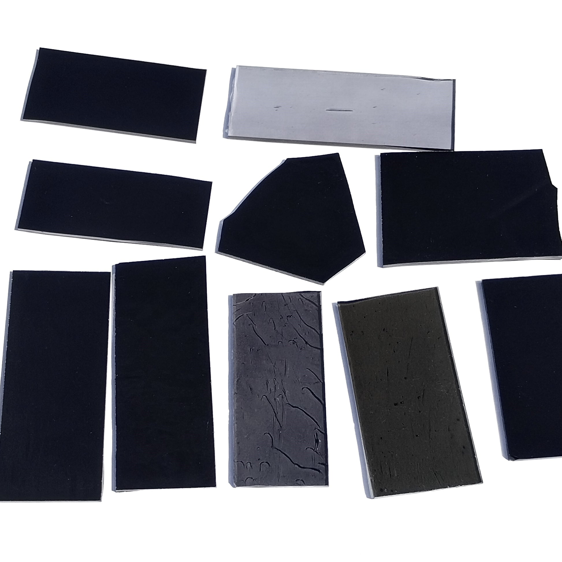 Bradstreet Glass Black and Gray Stained Glass Scraps, Curated 1 lb Package of Reclaimed Shop Scrap Glass