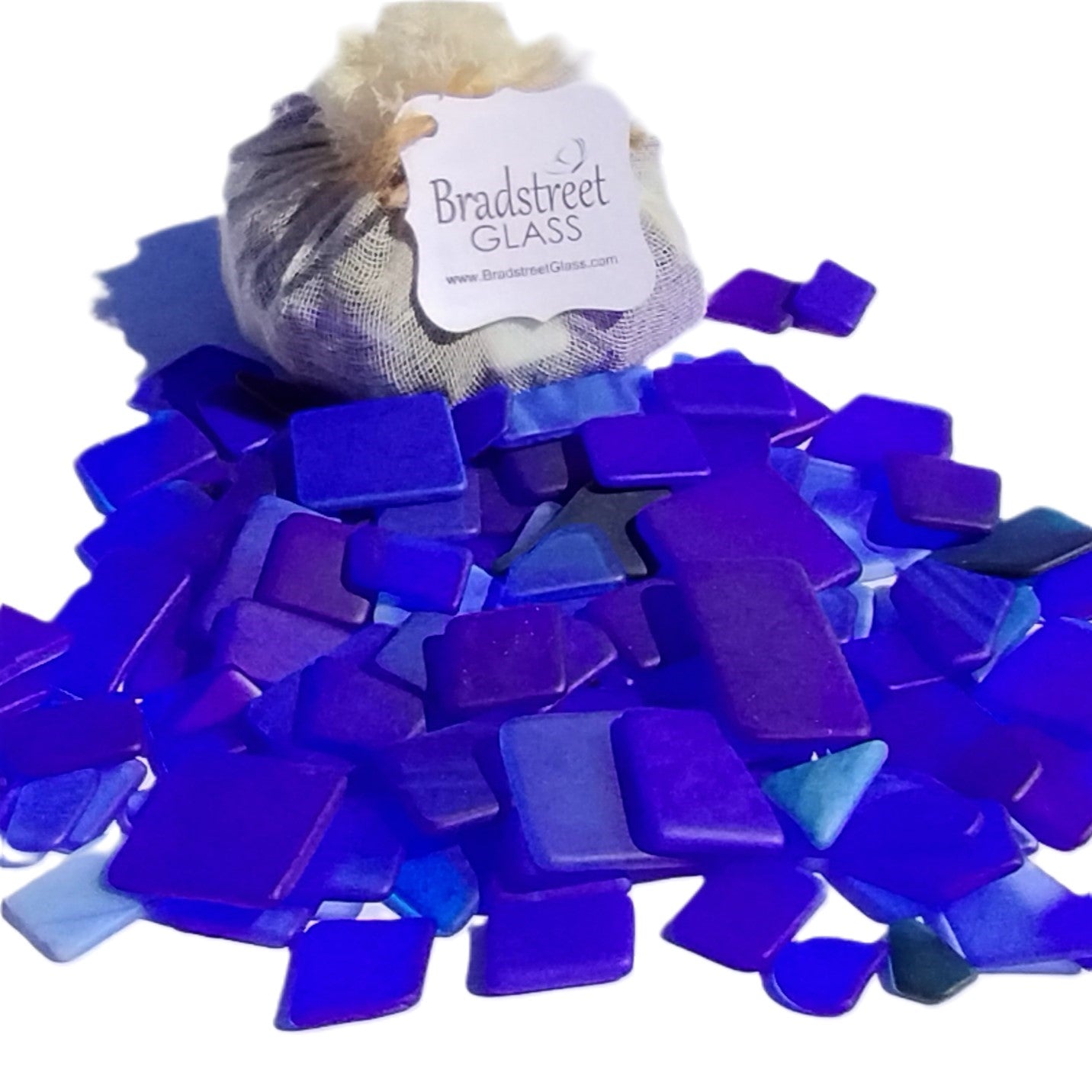 Bradstreet Glass Blue Tumbled Stained Glass 1/2 pound "Sea Glass" in Shades of Blue