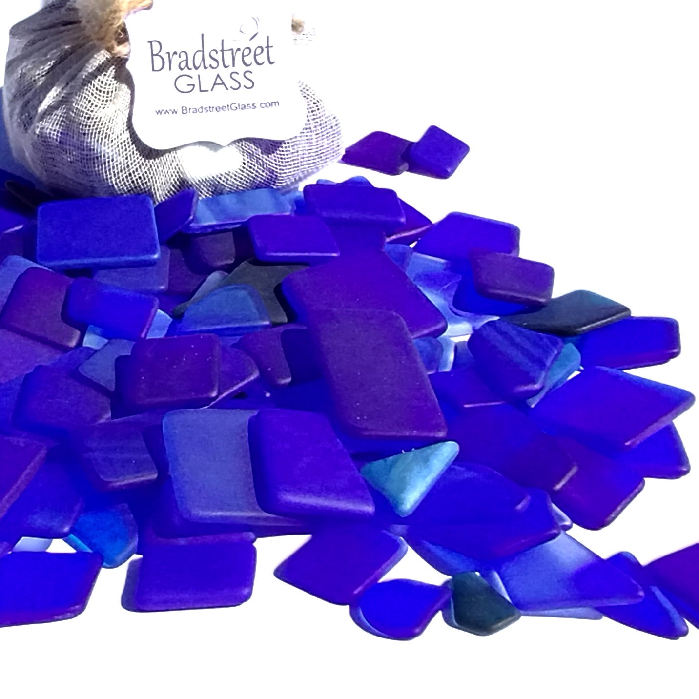 Bradstreet Glass Blue Tumbled Stained Glass 1/2 pound "Sea Glass" in Shades of Blue