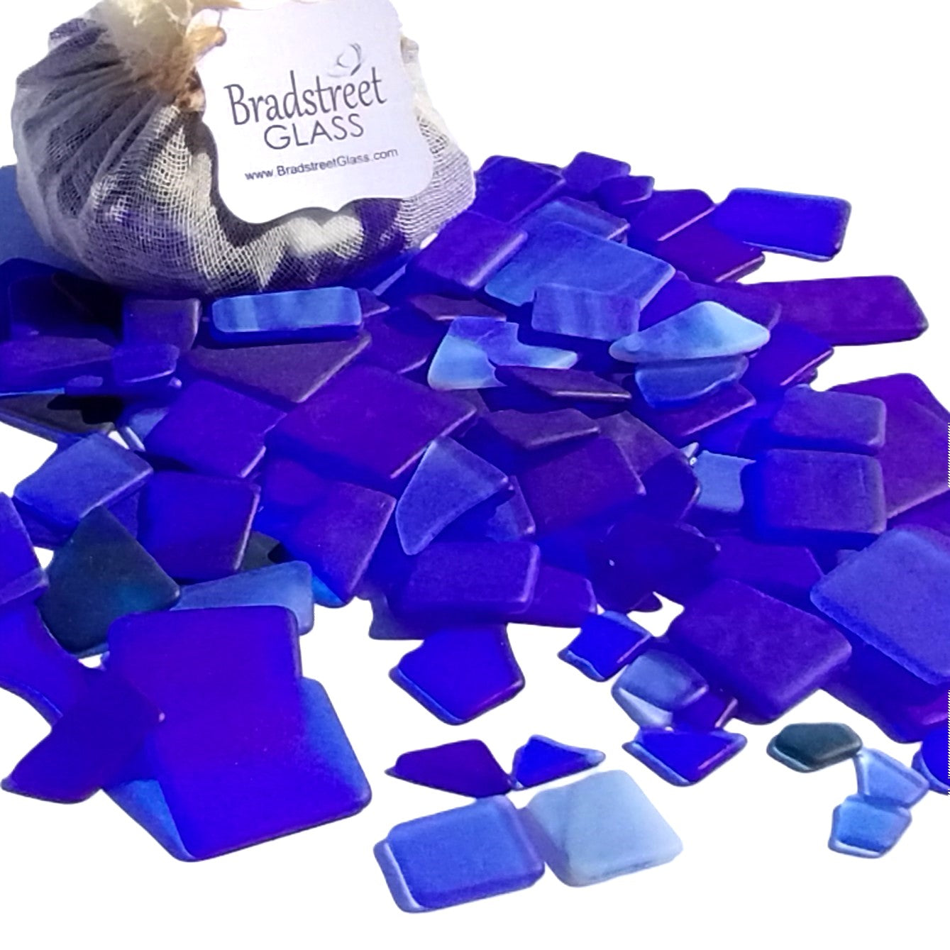 Bradstreet Glass Blue Tumbled Stained Glass 1/2 pound "Sea Glass" in Shades of Blue