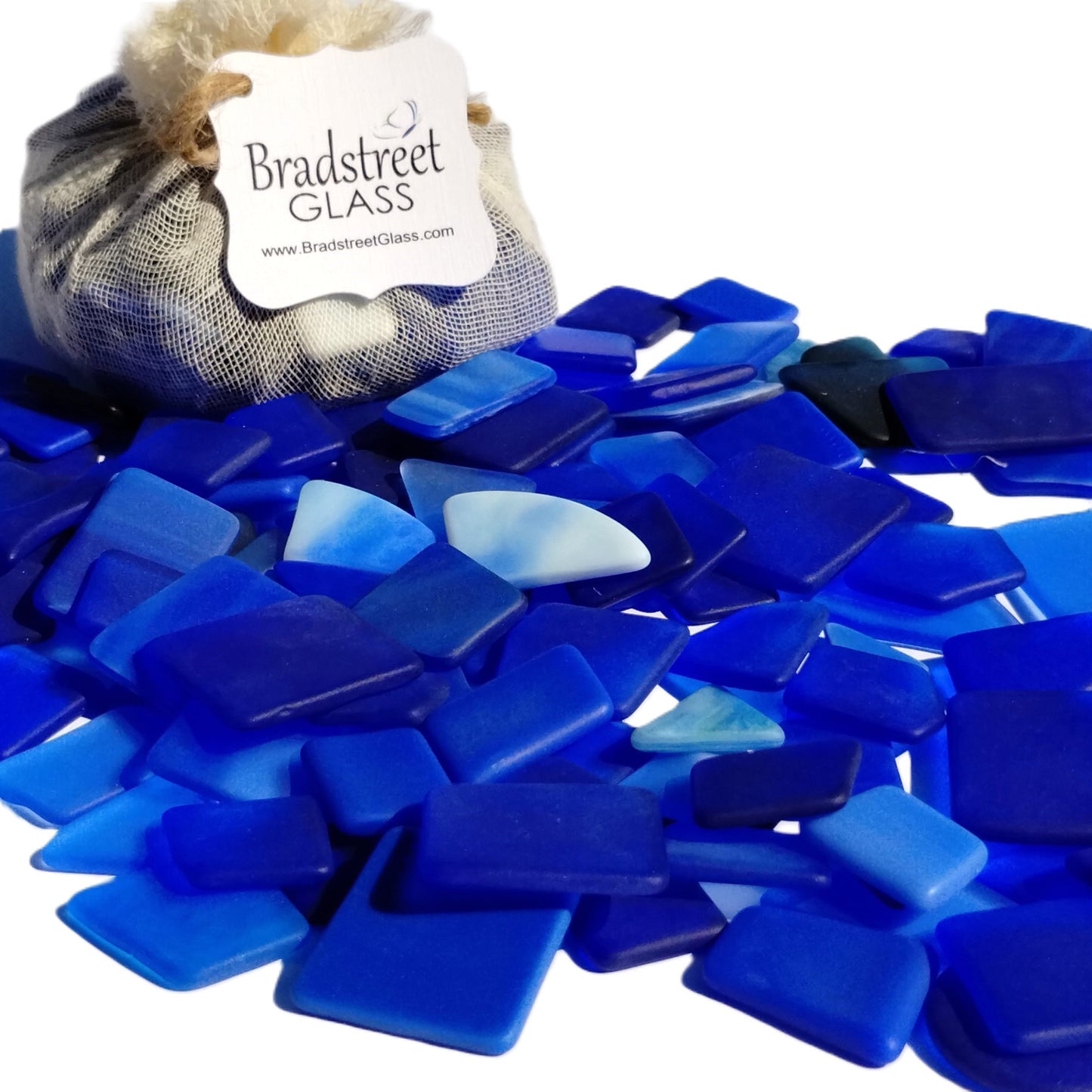 Bradstreet Glass Blue Tumbled Stained Glass 1/2 pound "Sea Glass" in Shades of Blue