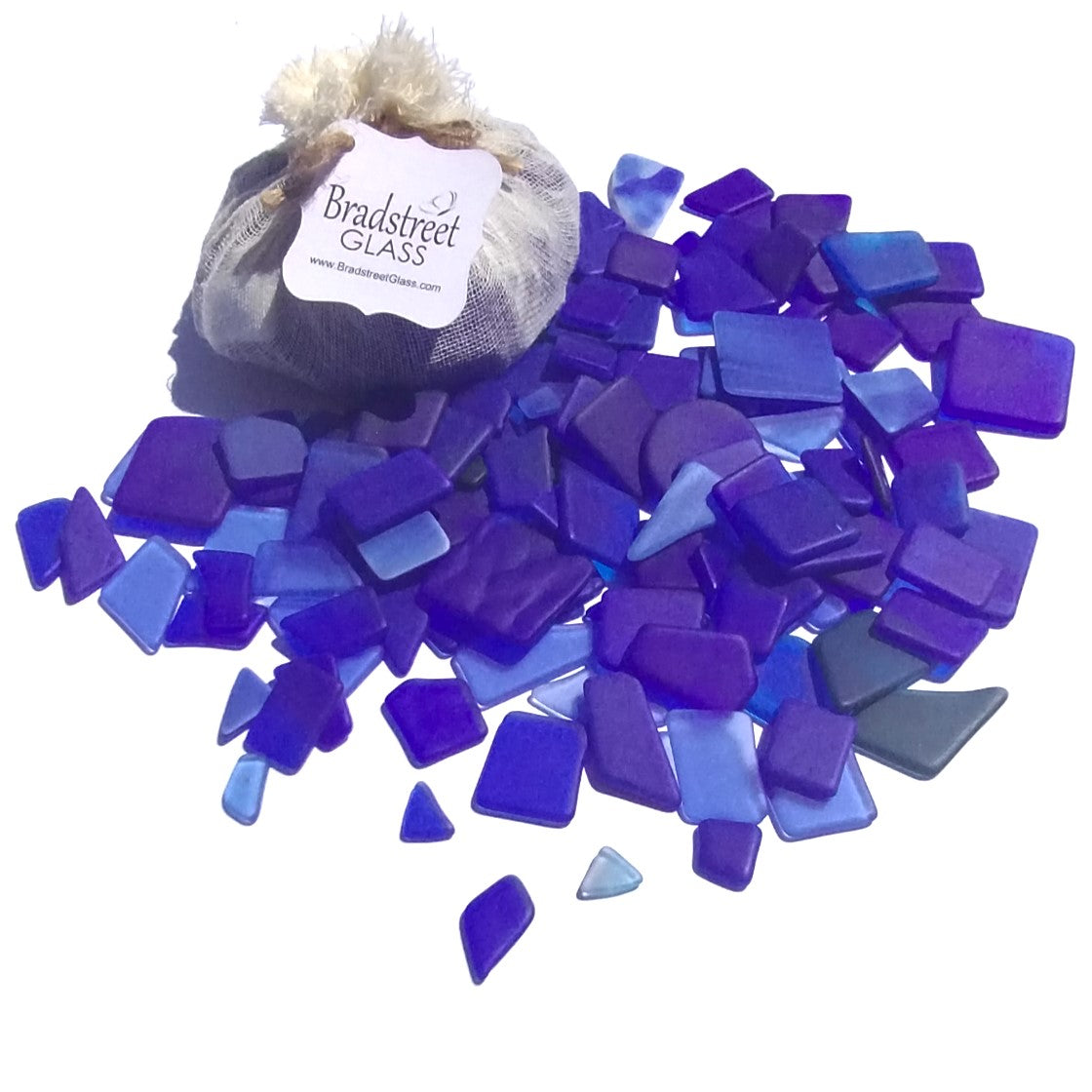 Bradstreet Glass Blue Tumbled Stained Glass 1/2 pound "Sea Glass" in Shades of Blue