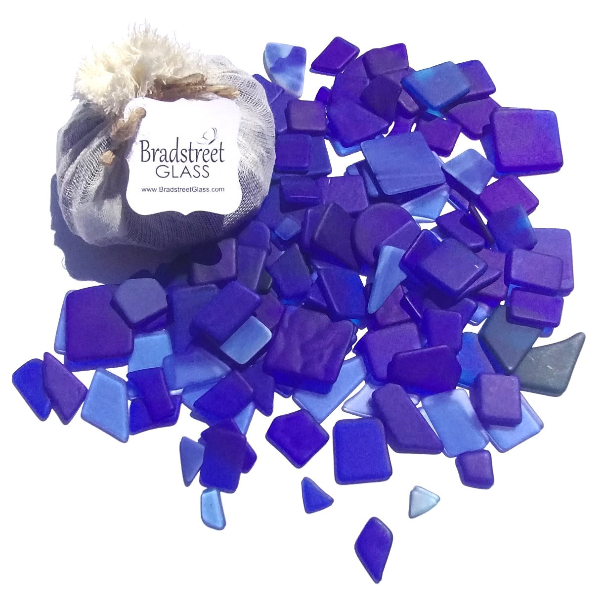 Bradstreet Glass Blue Tumbled Stained Glass 1/2 pound "Sea Glass" in Shades of Blue